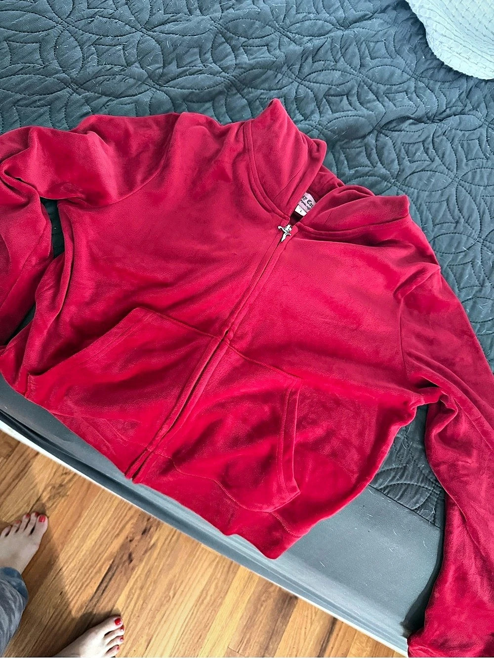 Juicy Couture Velour Full Zip Hoodie Red